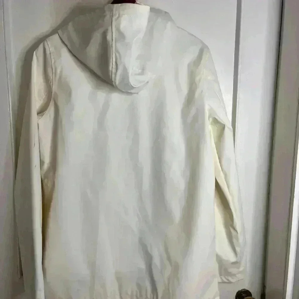 Top  Shop White Raincoat with Black Snaps and Zipper Size 6 - Picture 11 of 13
